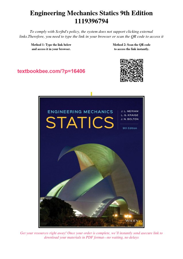 Engineering Mechanics Statics 9th Edition 1119396794 by Carmen Evans — book cover